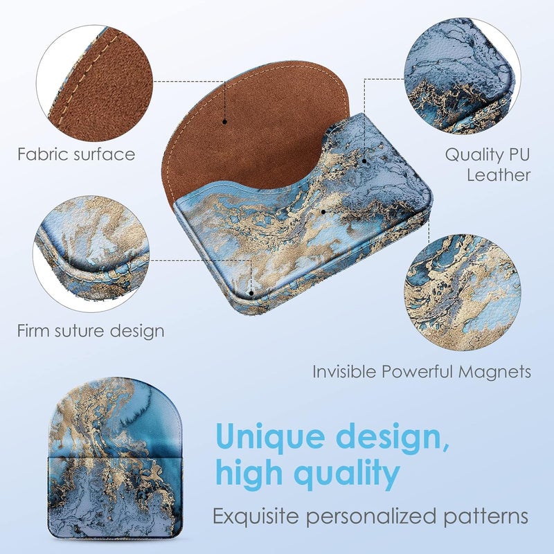 Xavier Business Card Holder，PU Leather Business Card Case Color Printing Pattern Card Holder Wallet，Pockets Magnetic Credit Card Holders for Men and Women，Blue Marble - Image 3